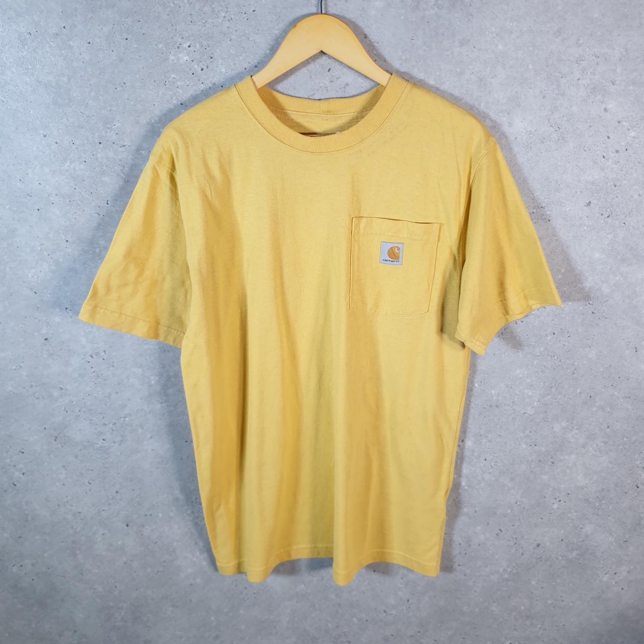 Vintage Carhartt Pocket T Shirt Men’s Small Yellow Workwear Chore Utility Loose Fit C9342