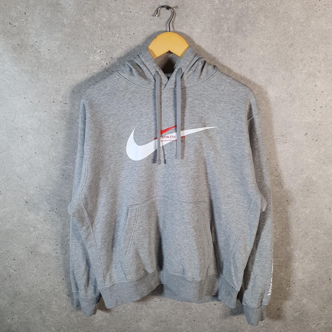 Vintage Nike Athletic Department Hoodie Men’s Medium Grey Swoosh Y2K Pullover Logo