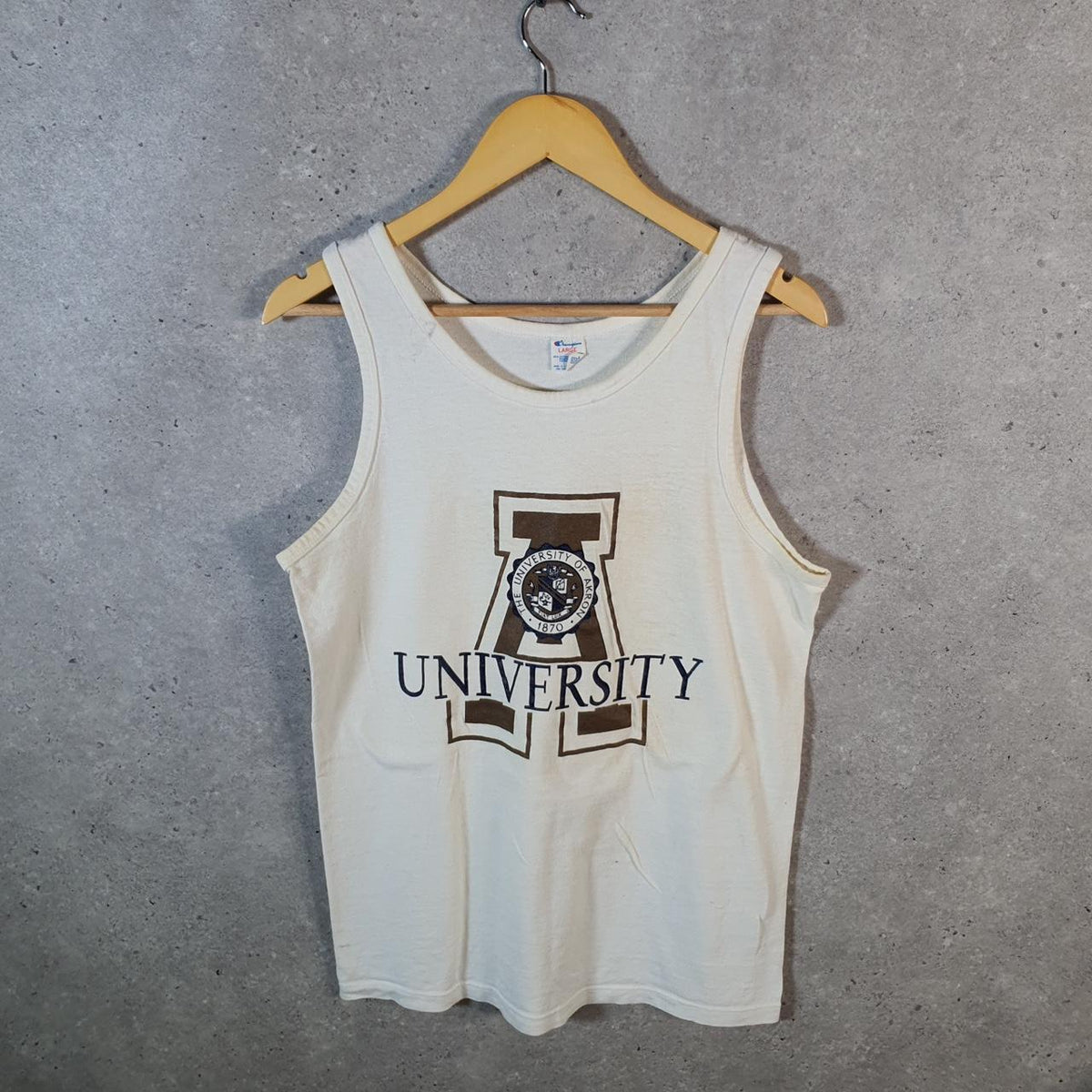 Vintage Champion Arkon University Spellout Logo Vest Men’s Large White USA Athletic
