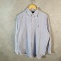 Vintage Ralph Lauren Button Down Shirt Men’s Large Blue Checkered Blake Cotton Pony
