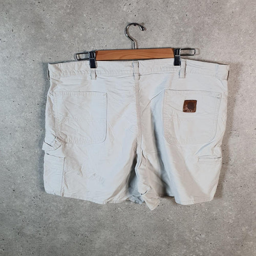 Vintage Carhartt Baggy Carpenter Shorts Jorts Cargo Men’s W40 Beige Relaxed Fit Workwear Big Fish Vintage
