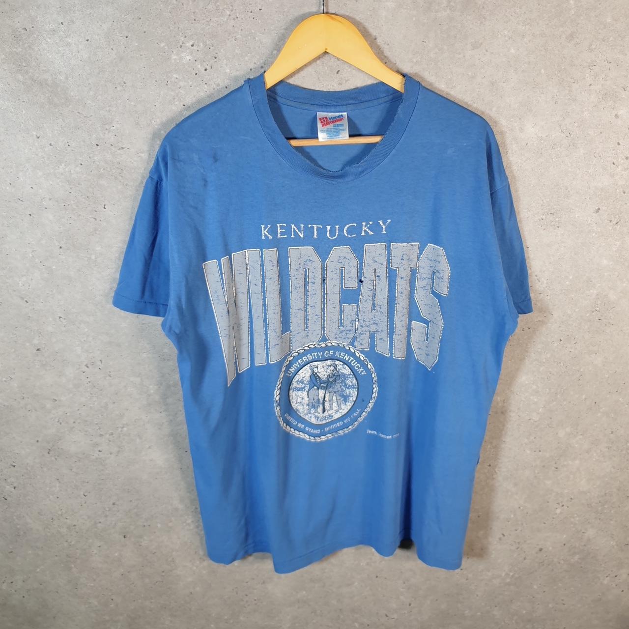Vintage Hanes Kentucky Wildcats 90s USA Single Stitch T Shirt Men’s Large Blue