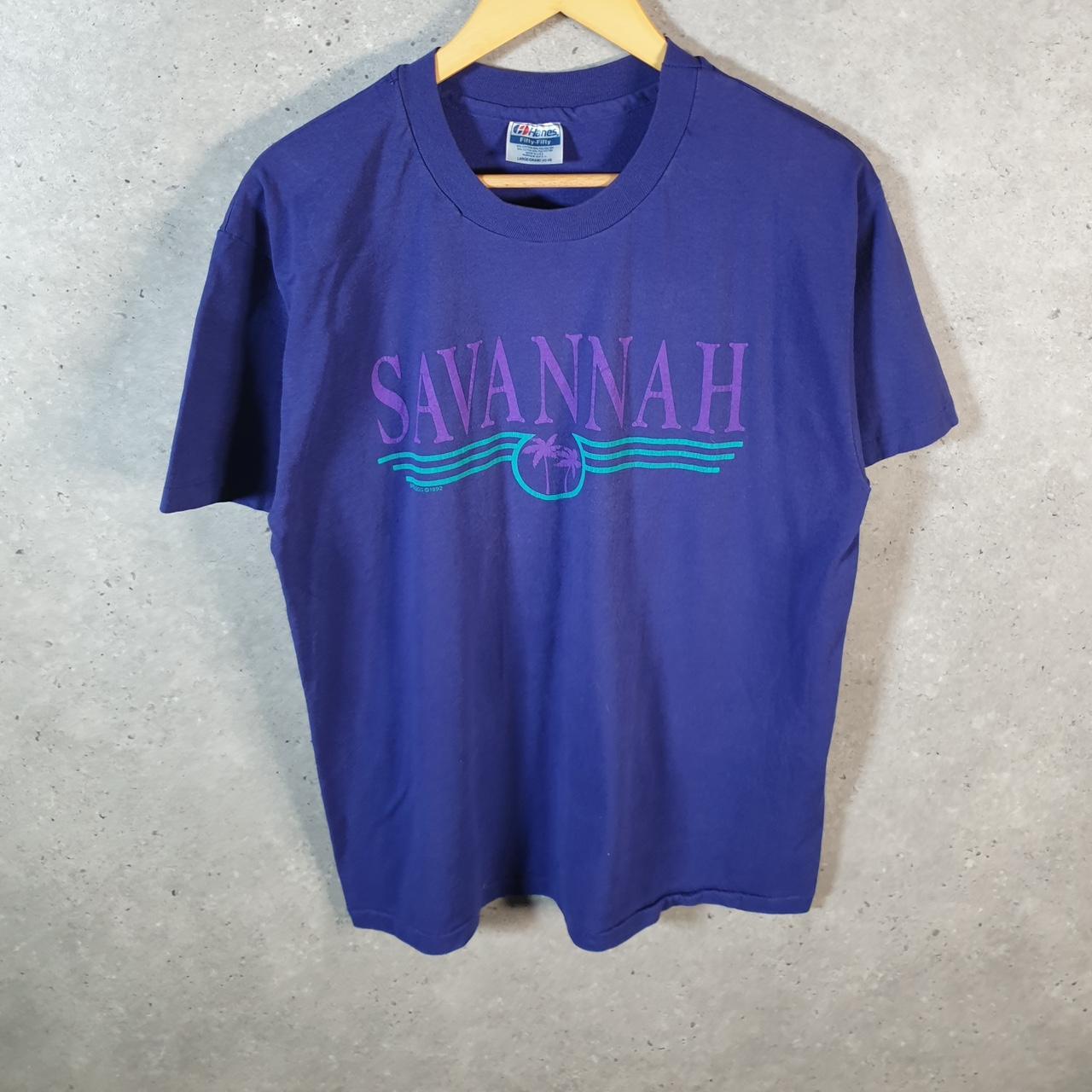 Vintage Hanes Savannah 1992 USA Single Stitch T Shirt Men’s Large Purple
