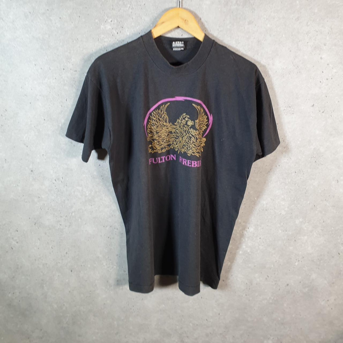 Vintage Fruit of the Loom Fulton Firebirds 90s Single Stitch T Shirt Men’s Large Black C8135