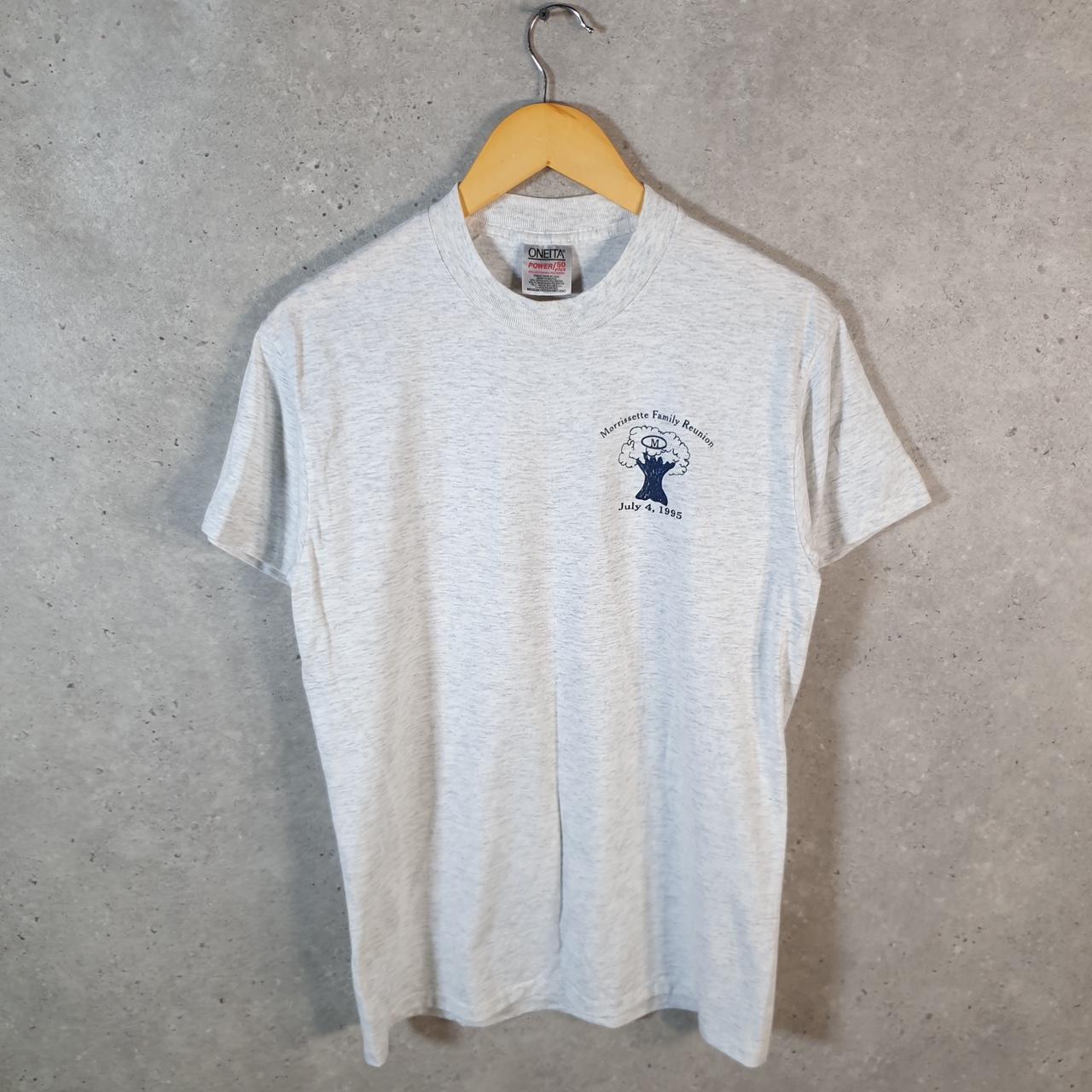 Vintage Oneita Power Morrissette Family 1985 USA Single Stitch T Shirt Men’s Medium Grey