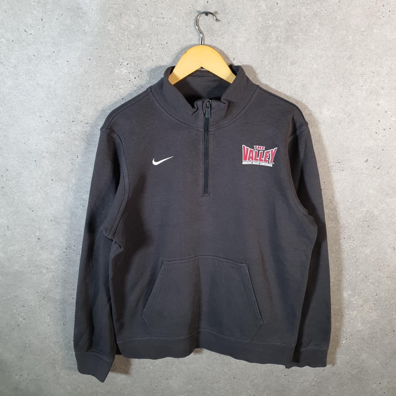 Vintage Nike Club Embroidered Hoodie Men’s Small Black 1/4 Zip Swoosh Y2K Pullover