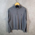 Vintage Ralph Lauren Polo Sweatshirt Men’s Large Grey Cotton 1/4 Zip Pony