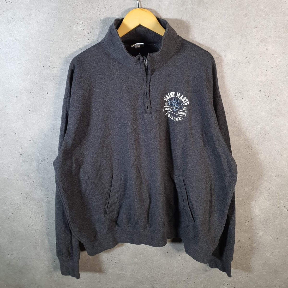 Vintage Champion 1/4 Zip Sweatshirt Men’s 2XL Grey Y2K Pullover Embroidered Logo