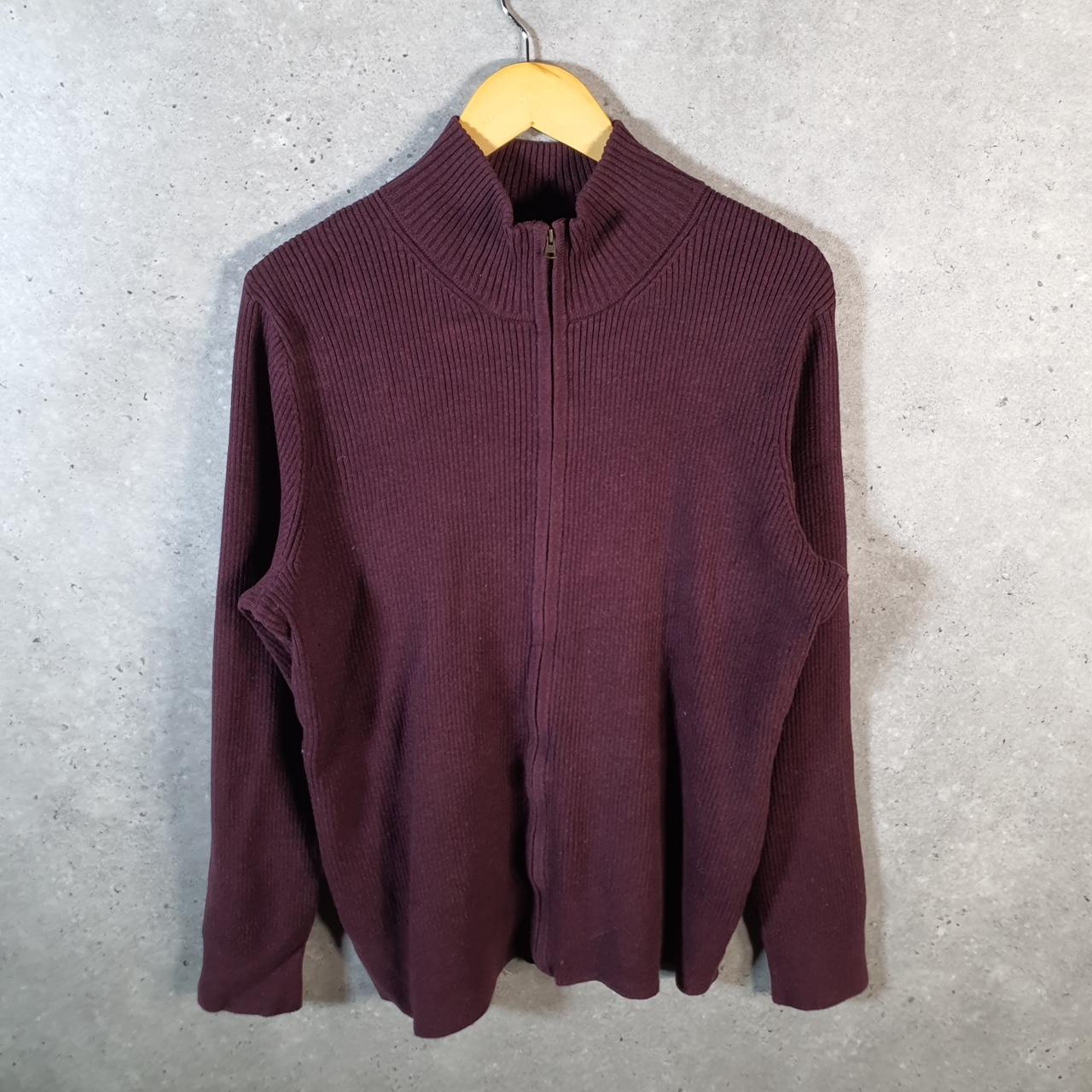 Vintage Eddie Bauer Knit Sweater Womens 2XL Burgundy Y2K Pullover Full Zip