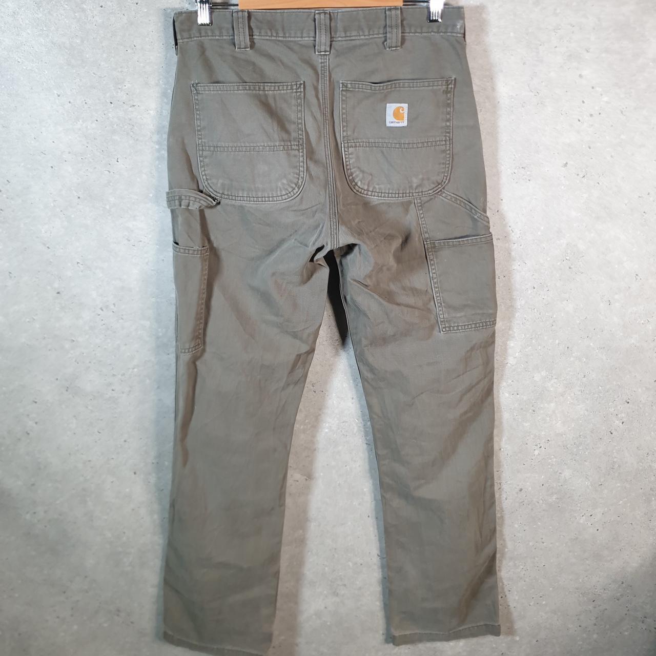 Vintage Carhartt Carpenter Trousers Mens W32 L34 Khaki Green Relaxed Fit Workwear USA