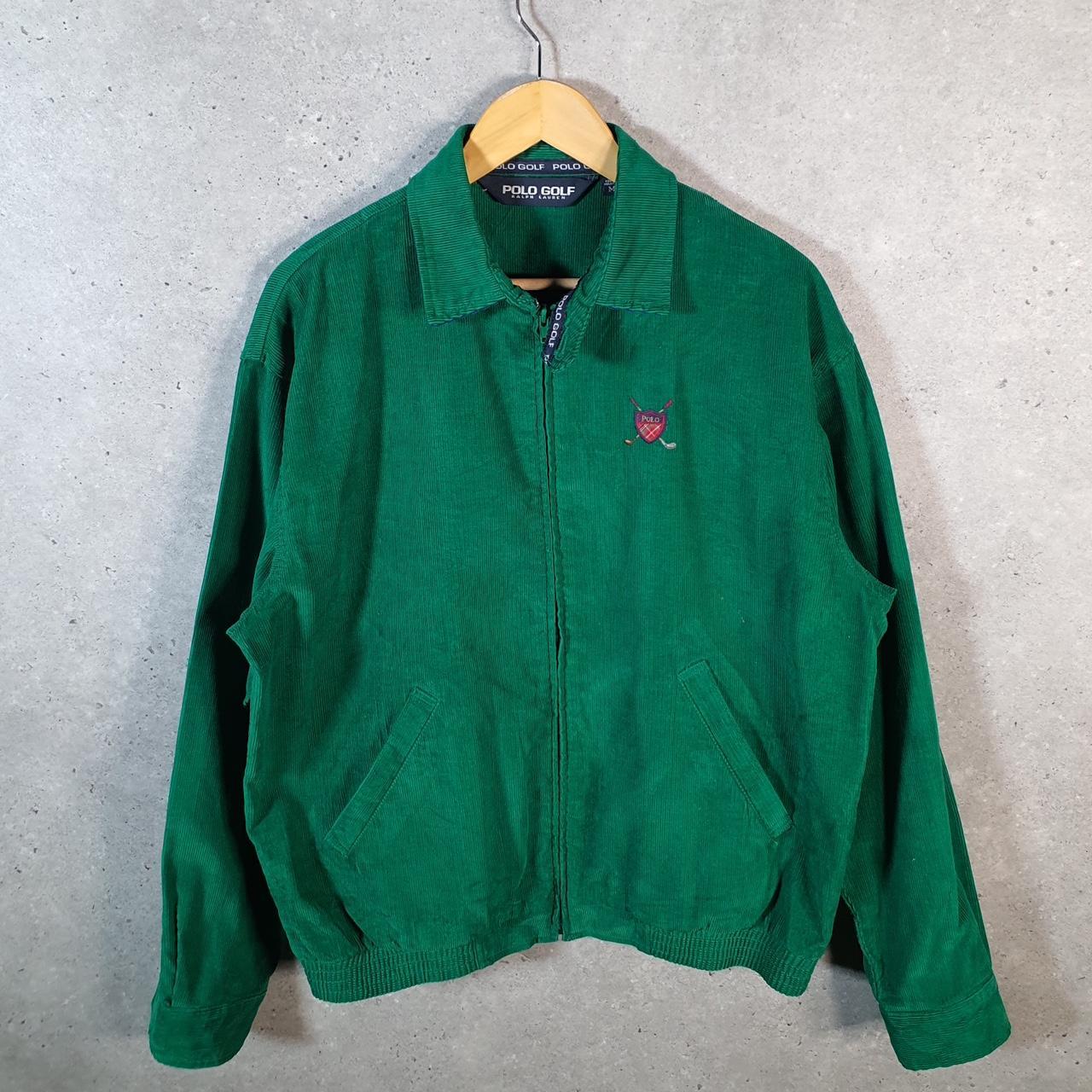 Vintage Ralph Lauren Polo Corduroy Harrington Bomber Jacket Men’s Medium Green Pony Full Zip Big Fish Vintage