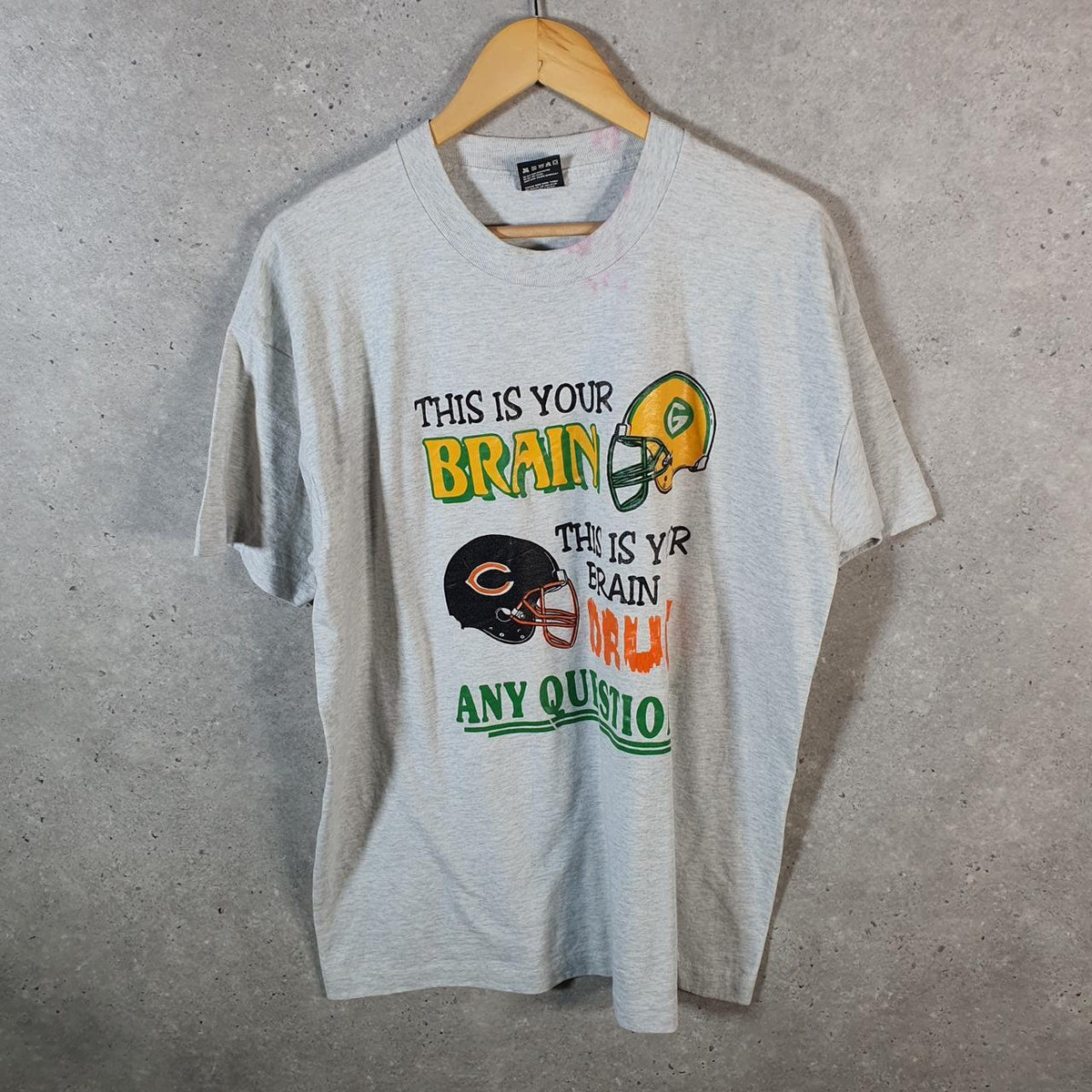 Vintage Fruit of the Loom Best NFL Green Bay Packers Single Stitch T Shirt Men’s XL Grey Big Fish Vintage