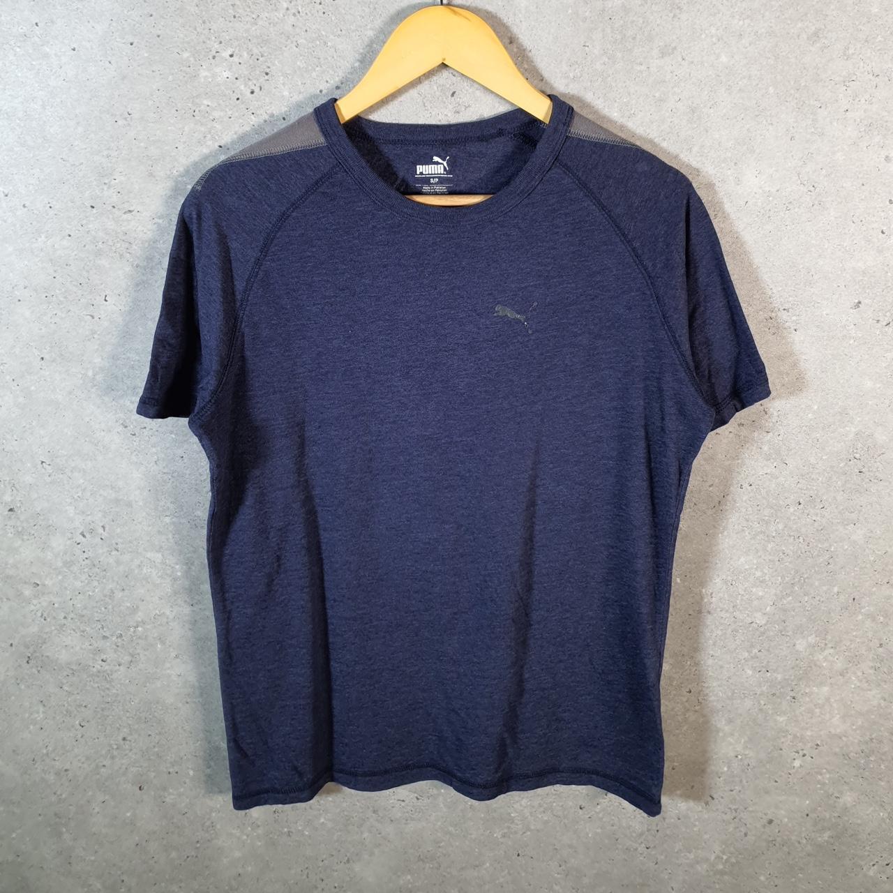 Vintage Puma Spellout T Shirt Mens Small Navy Blue Sports Logo Athletic