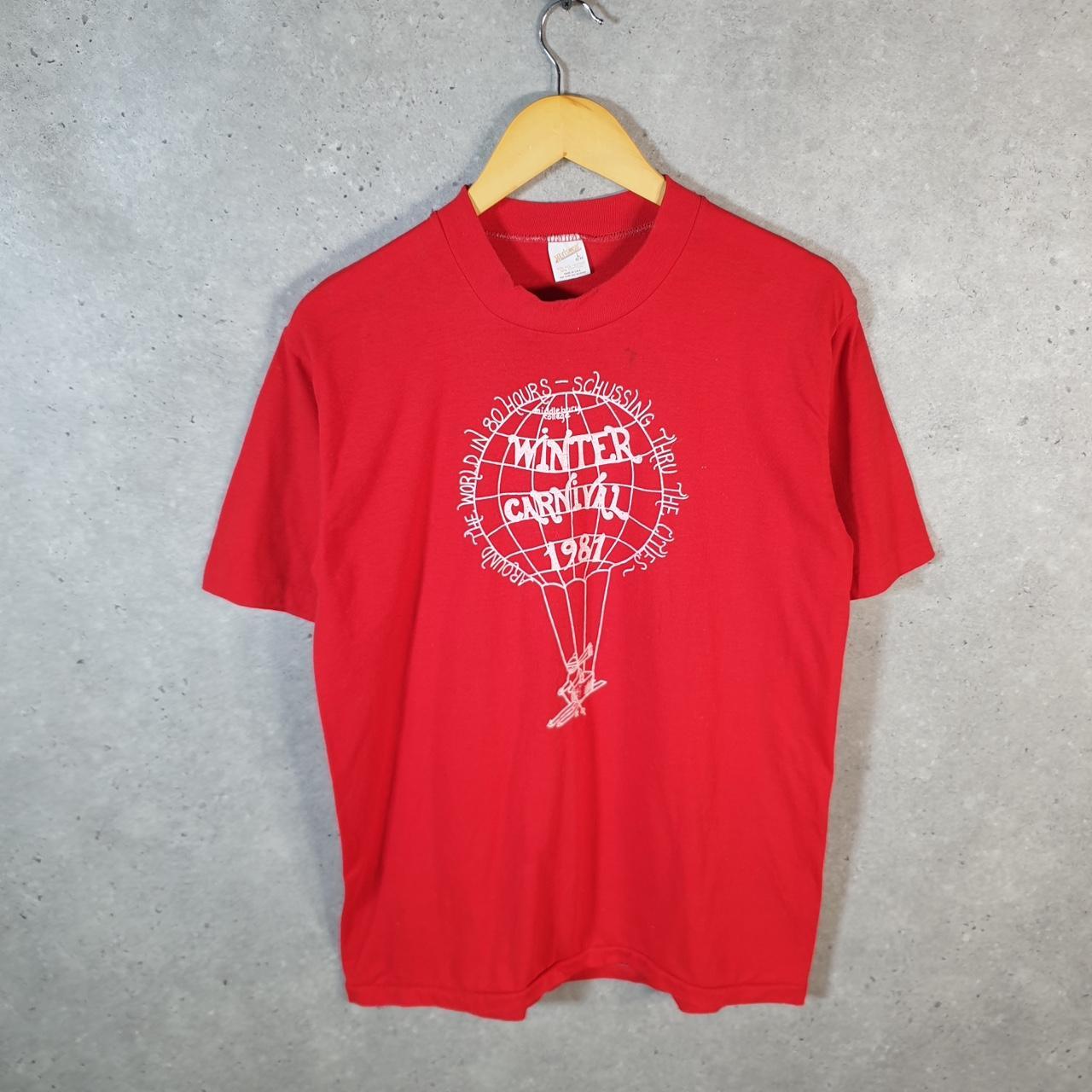 Vintage Sportswear 1981 Winter Carnival USA Single Stitch T Shirt Men’s Large Red