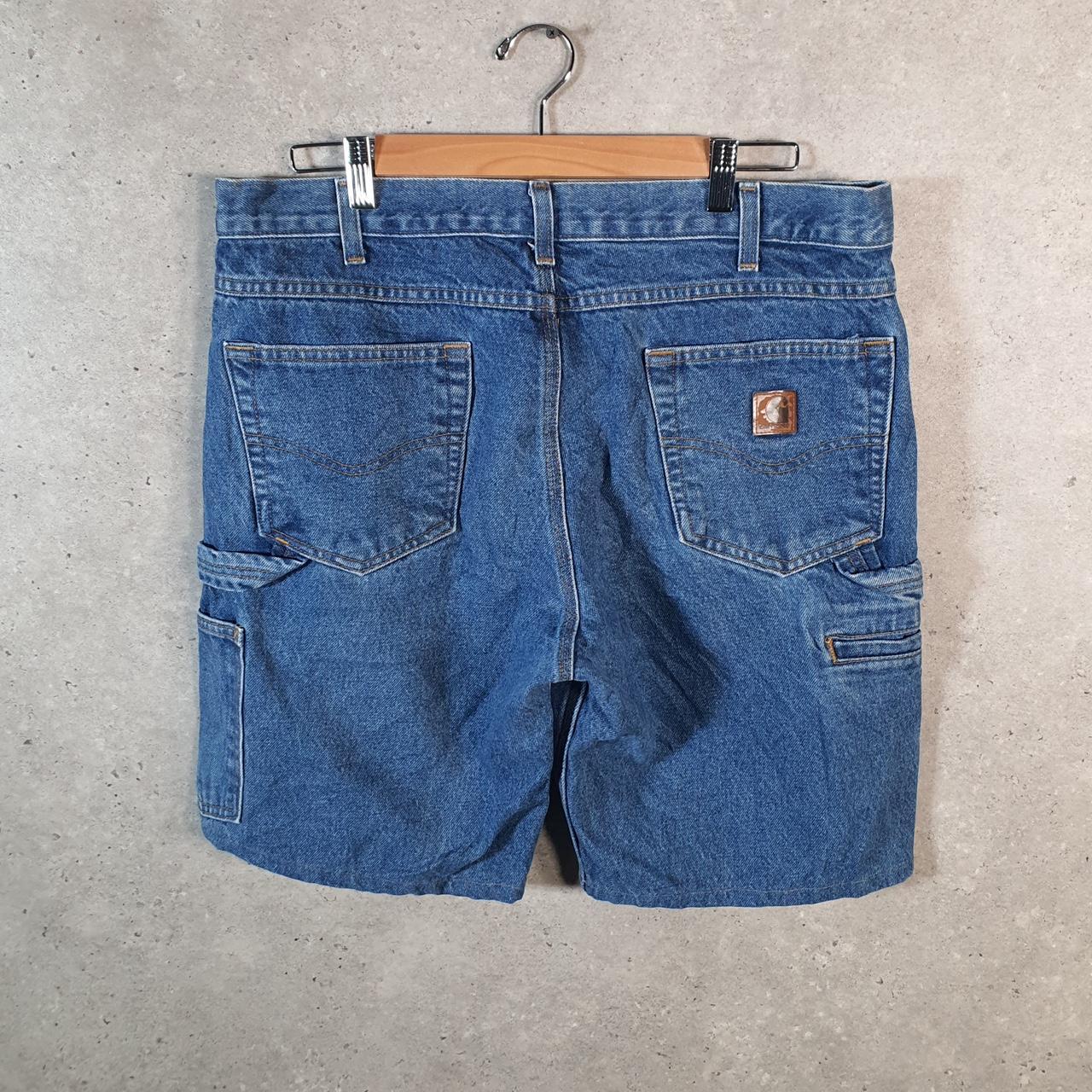 Vintage Carhartt Baggy Carpenter Shorts Jorts Cargo Men’s W36 Blue Relaxed Denim Fit Workwear Big Fish Vintage