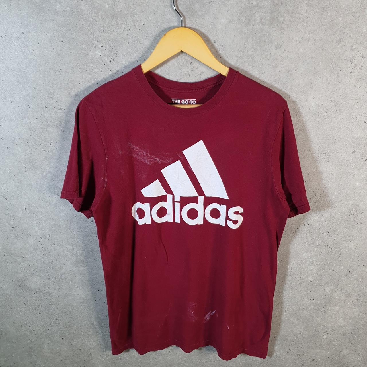 Vintage Adidas Go To Tee T Shirt Men’s Medium Red Three Stripes Logo