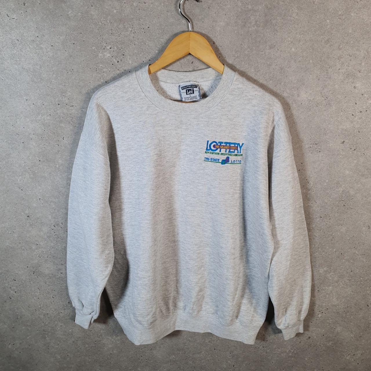 Vintage Lee Heavyweight Sweatshirt Men’s XL Grey Lottery Tri State New Hampshire