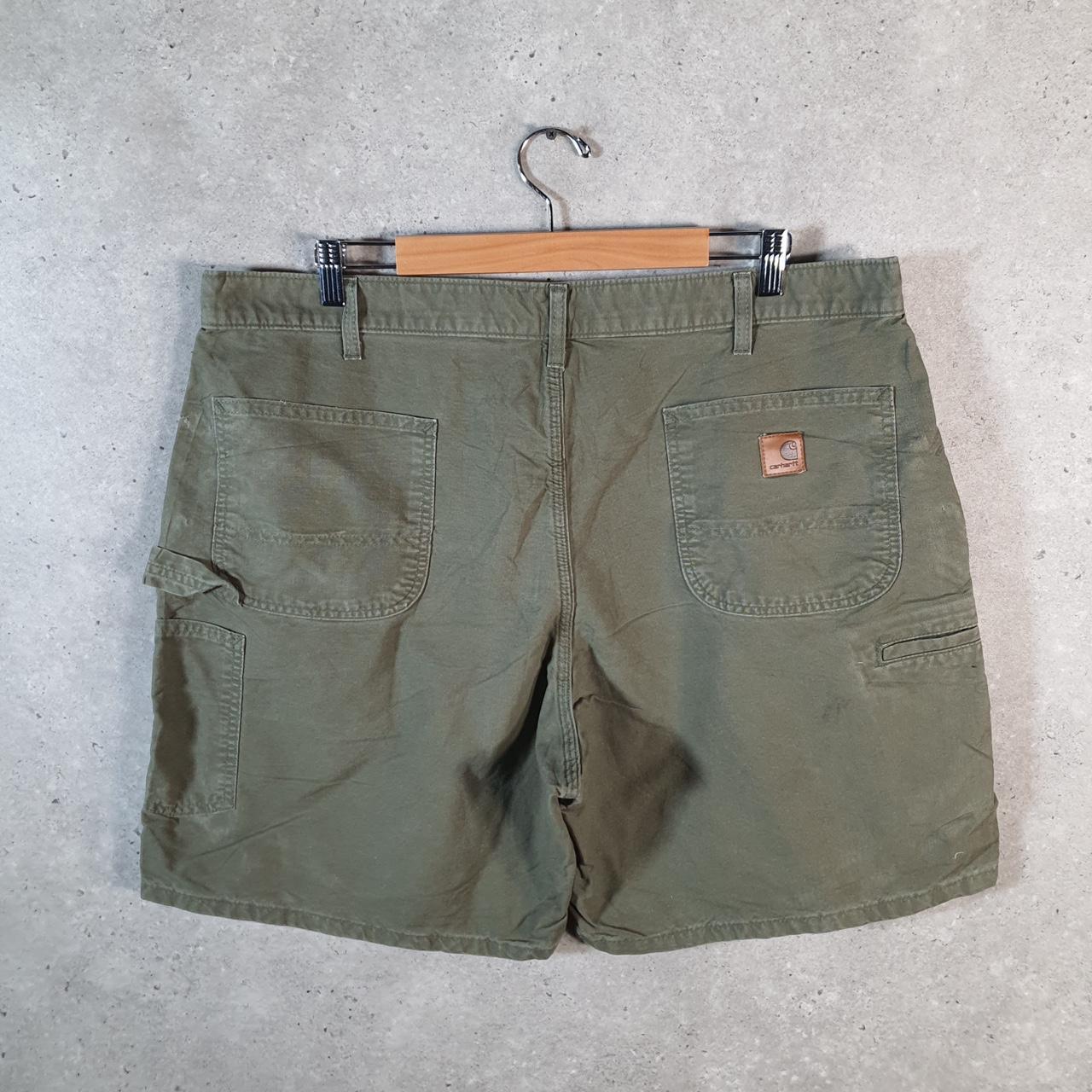 Vintage Carhartt Baggy Carpenter Shorts Jorts Cargo Men’s W40 Khaki Green Original Fit Workwear A4694