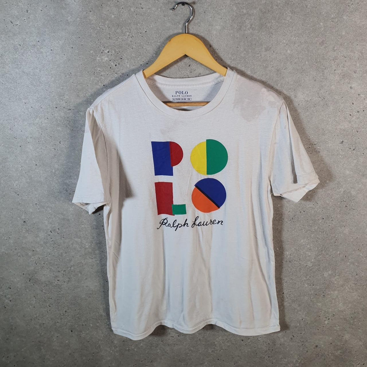 Vintage Ralph Lauren Polo Spellout T Shirt Womens XL White Classic Fit Pony