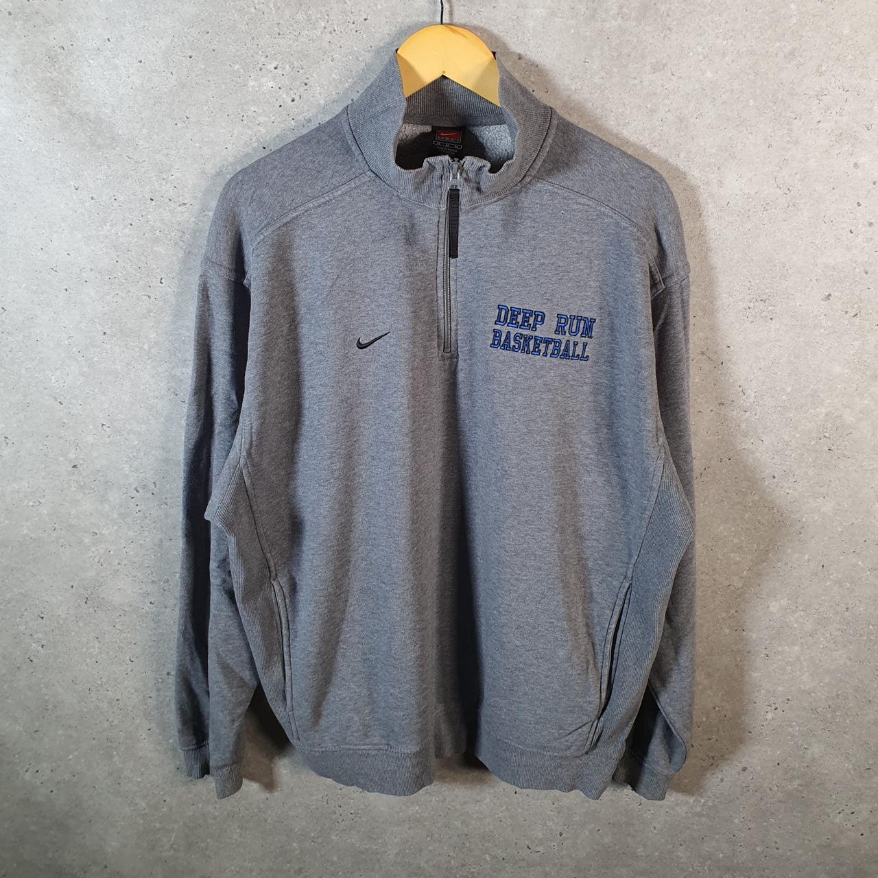 Vintage Nike Team Deep Run Basketball 1/4 Zip Sweatshirt Men’s Medium Grey Swoosh