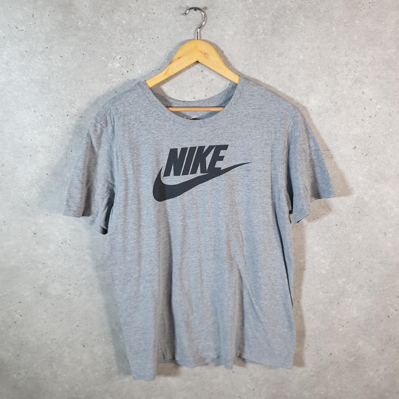 Vintage Nike T Shirt Men’s Large Grey Printed Single Swoosh Logo Athletic C8247