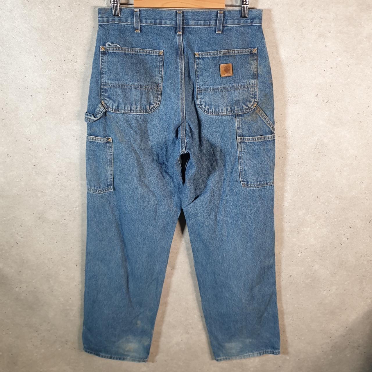 Vintage Carhartt Workwear Carpenter Jeans Mens W32 L32 Blue Denim Original Fit USA