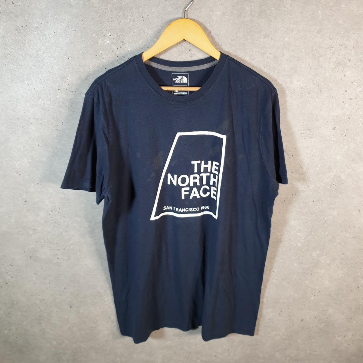 Vintage The North Face TNF Spellout T Shirt Men’s Large Blue Logo Athletic C9888