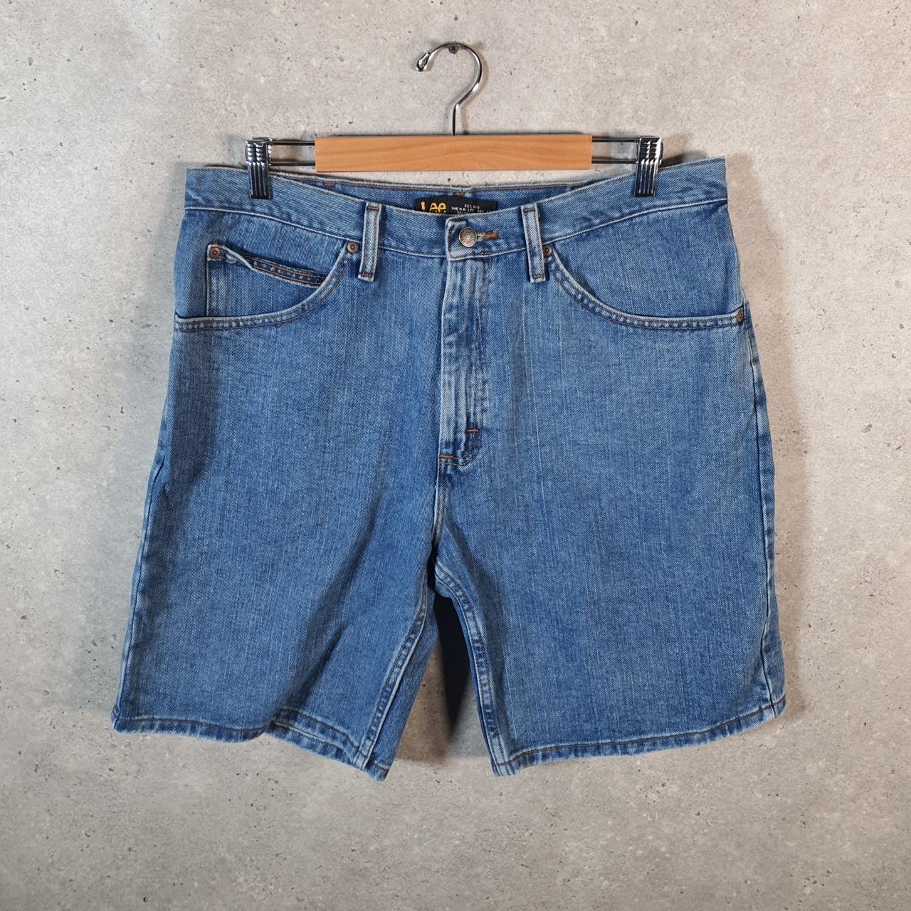 Vintage Lee Baggy Shorts Jorts Cargo Womens W34 Blue Denim Relaxed Cargo
