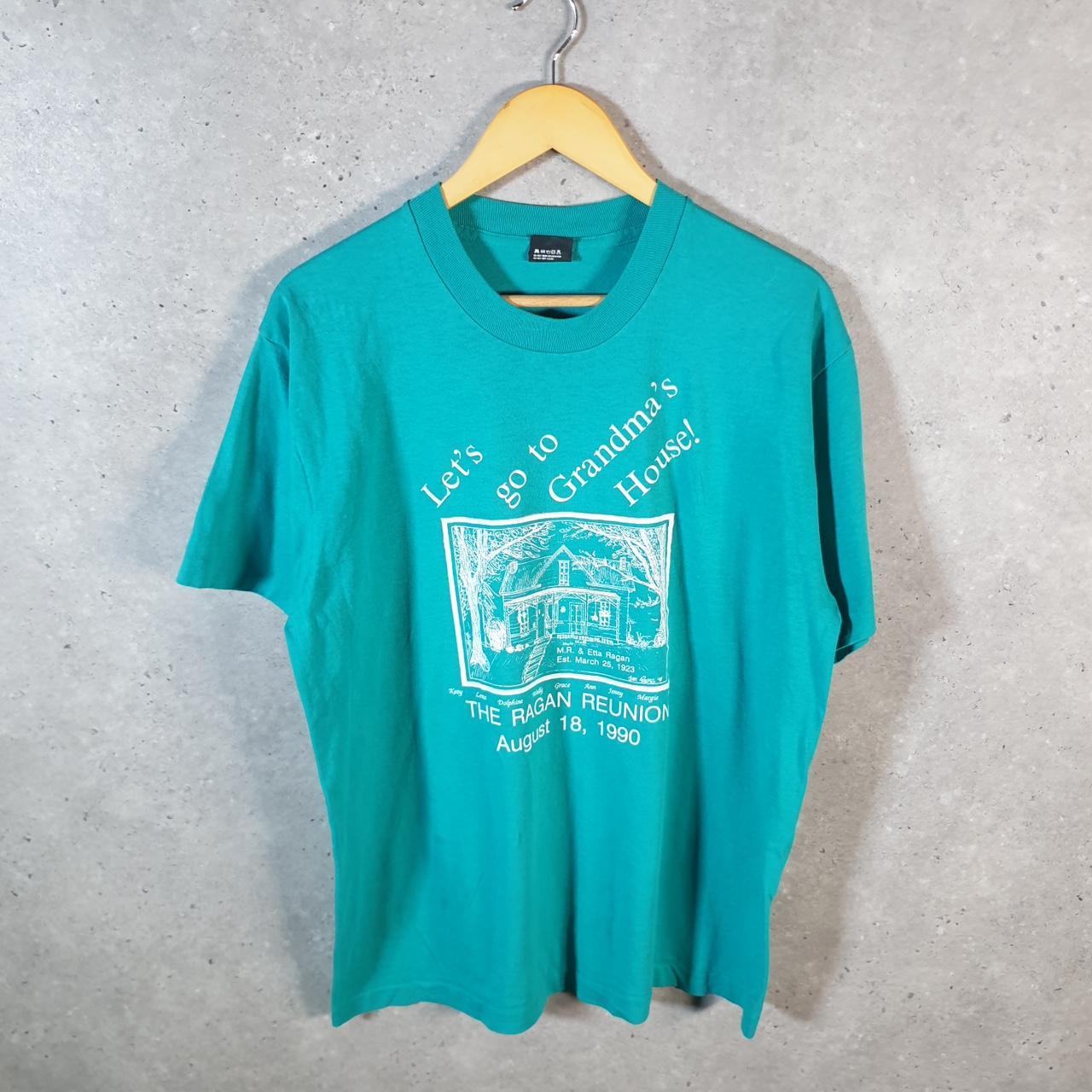 Vintage Screen Stars Ragan Reunion 1990 USA Single Stitch T Shirt Men’s XL Blue