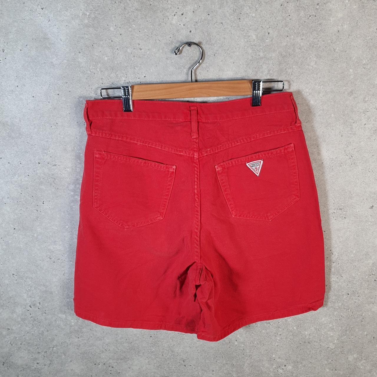 Vintage Guess Baggy Shorts Jorts Cargo Womens W30 Red Relaxed Denim