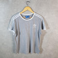 Vintage Adidas Trefoil T Shirt Womens Medium Grey Spellout Logo Athletic