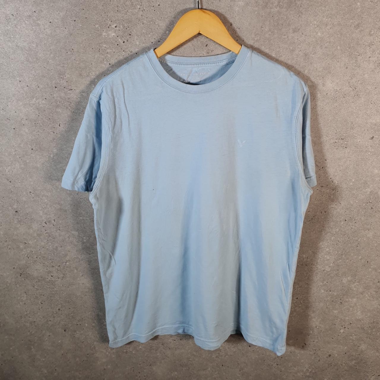 Vintage American Eagle Embroidered Logo T Shirt Mens Medium Blue Athletic Casual