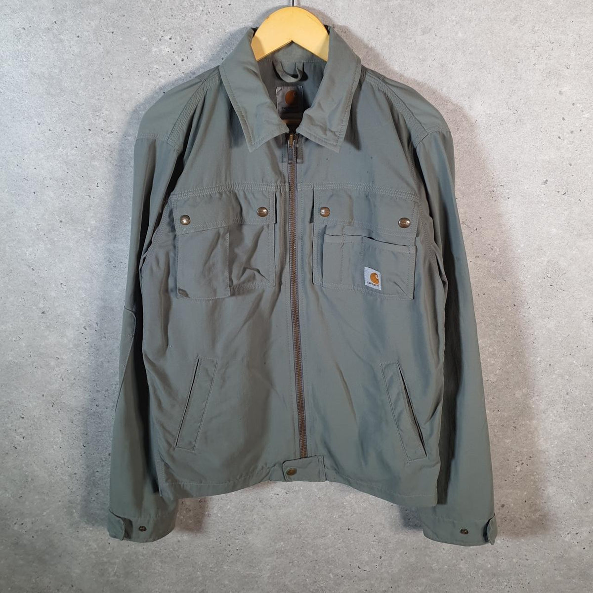 Vintage Carhartt Overshirt Shacket Jacket Men’s Small Khaki Green Workwear Canvas USA G2114