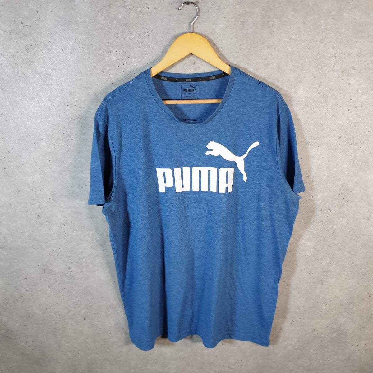 Vintage Puma Spellout T Shirt Men’s XL Blue Red Logo Athletic C9894