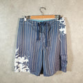 Vintage Quiksilver Shorts Jorts Chino Cargo Men’s W34 Striped Grey Baggy Cotton