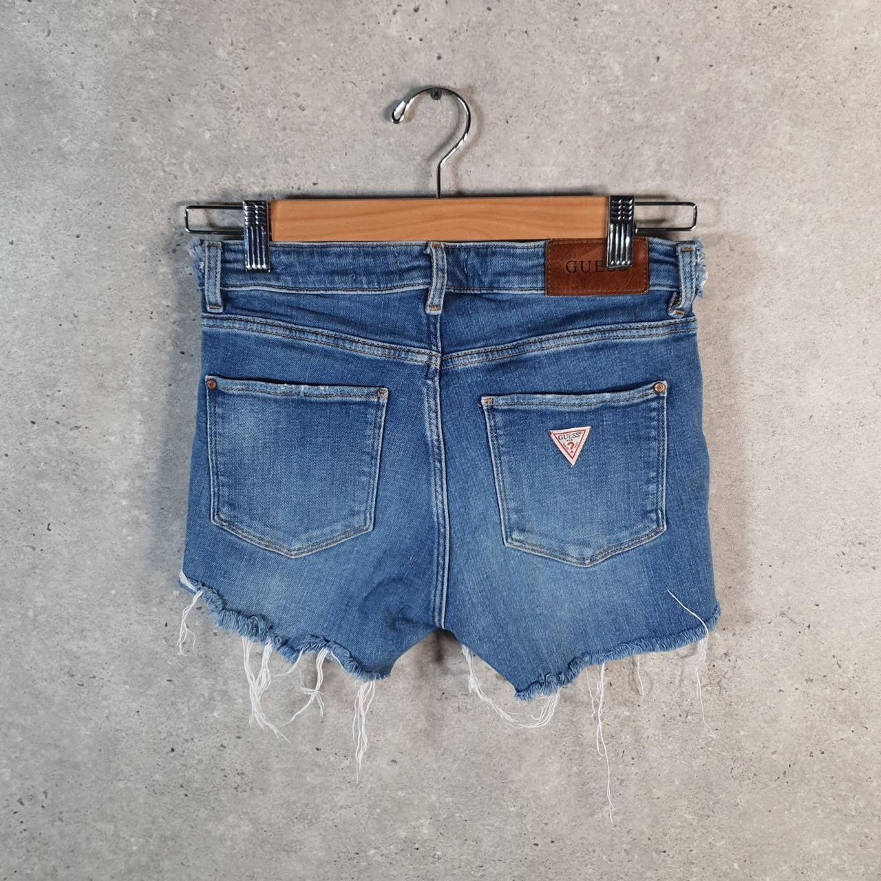 Vintage Guess Cut Off Shorts Jorts Cargo Womens W26 Blue Relaxed Denim