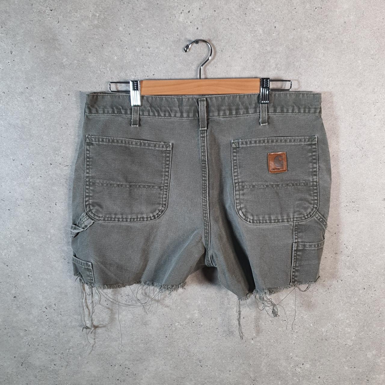 Vintage Carhartt Baggy Carpenter Shorts Jorts Cargo Men’s W36 Khaki Green Relaxed Fit Workwear Big Fish Vintage