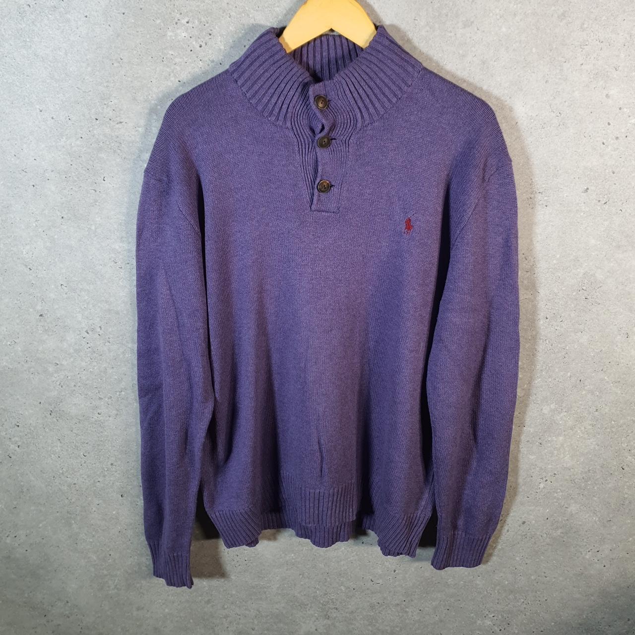 Vintage Ralph Lauren Polo 1/4 Button Sweatshirt Men’s XL Purple Cotton Pullover Pony