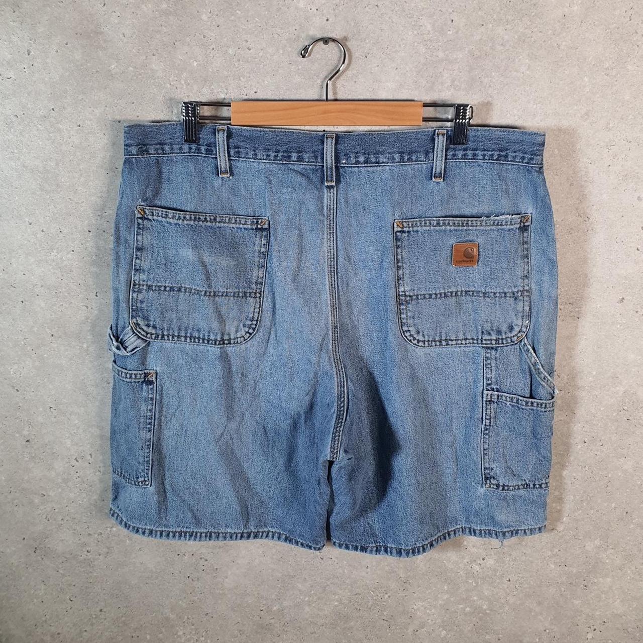 Vintage Carhartt Baggy Carpenter Shorts Jorts Cargo Men’s W40 Blue Relaxed Fit Workwear A4862
