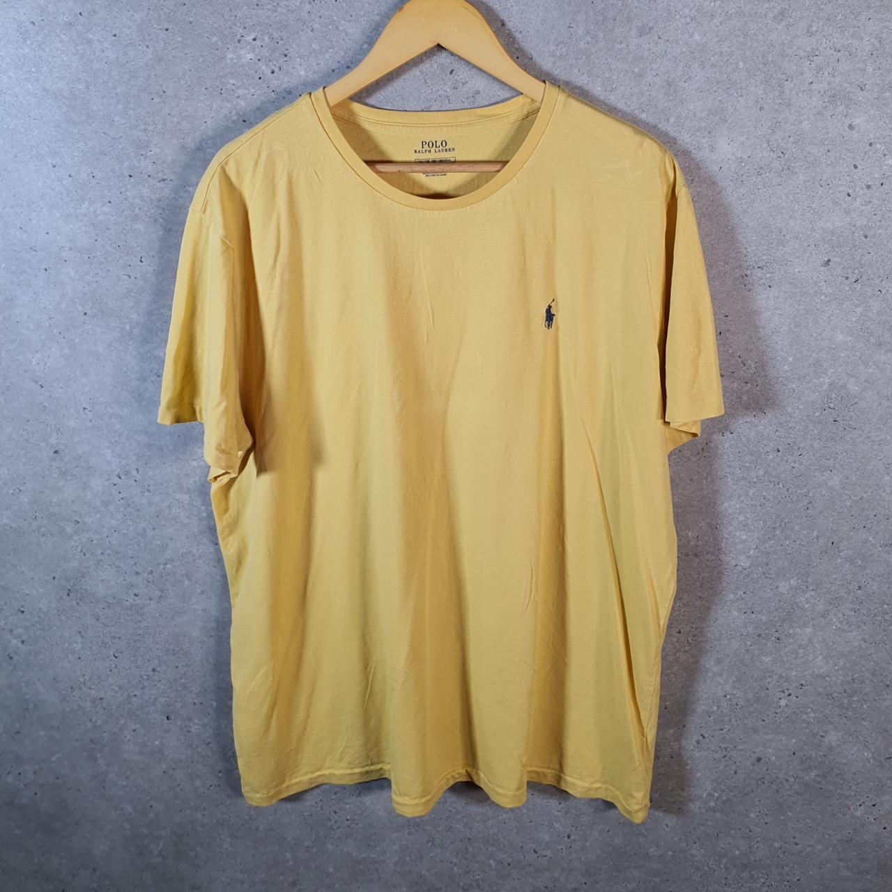 Vintage Ralph Lauren Polo T Shirt Men’s XL Yellow Embroidered Pony Classic Fit C9105