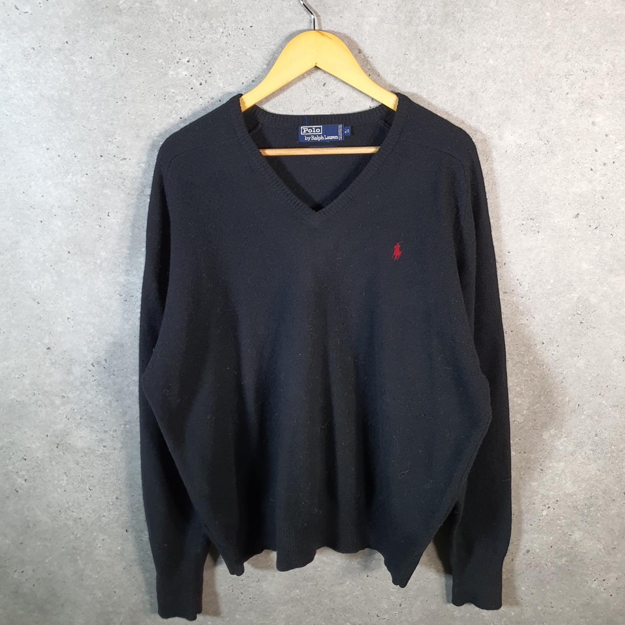 Vintage Ralph Lauren Polo Lambswool Sweatshirt Men’s XL Black Pullover Pony C8861
