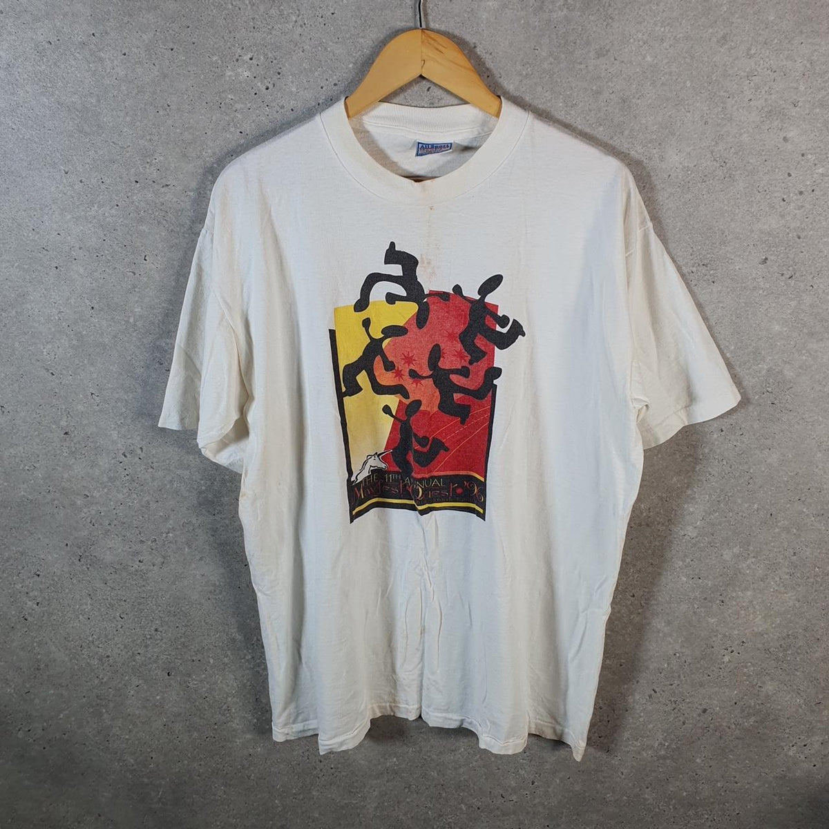 Vintage AllSport USA 1996 Mayfest Quest Single Stitch T Shirt Men’s XL White Big Fish Vintage
