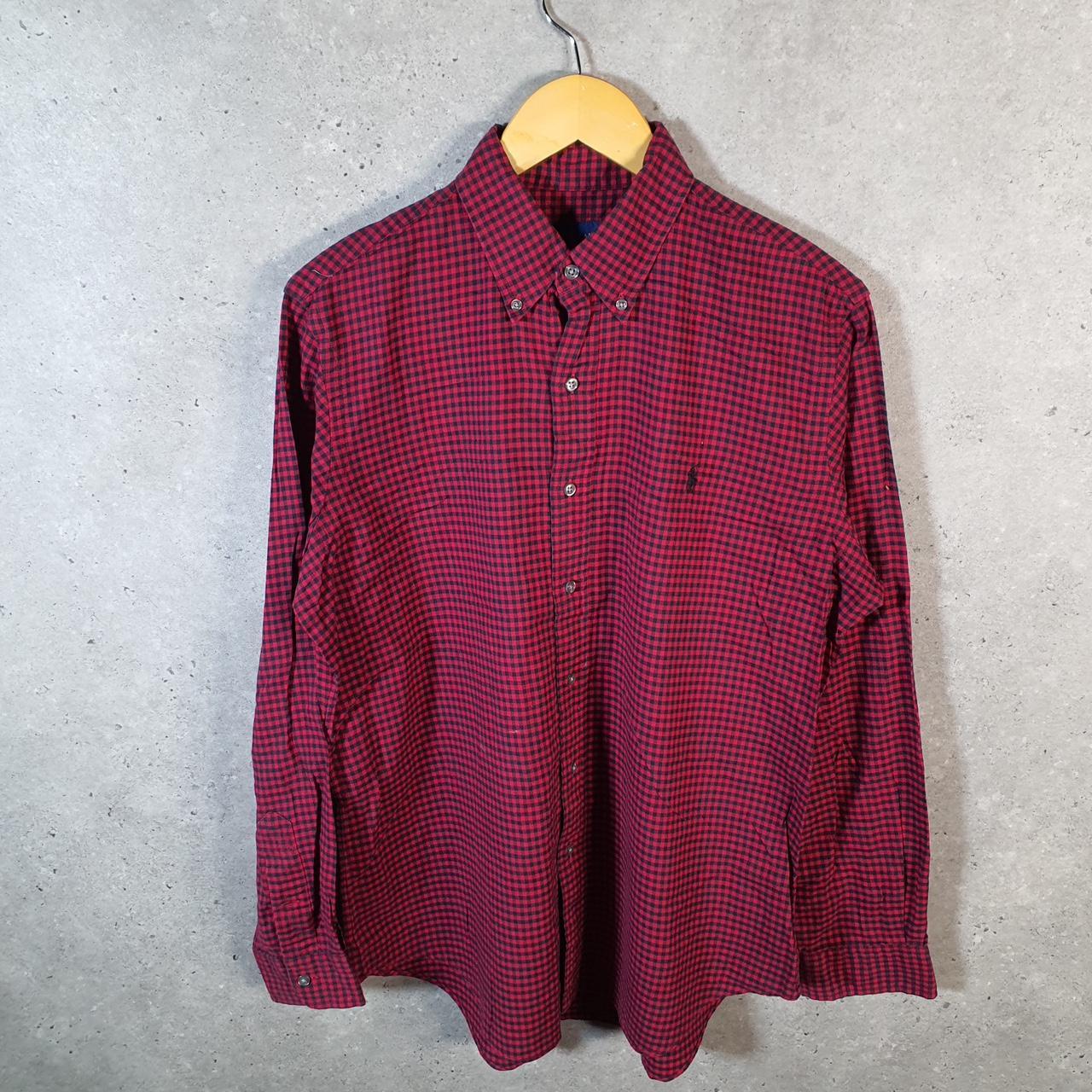 Vintage Ralph Lauren Button Down Shirt Men’s Medium Checkered Classic Fit Pony Cotton