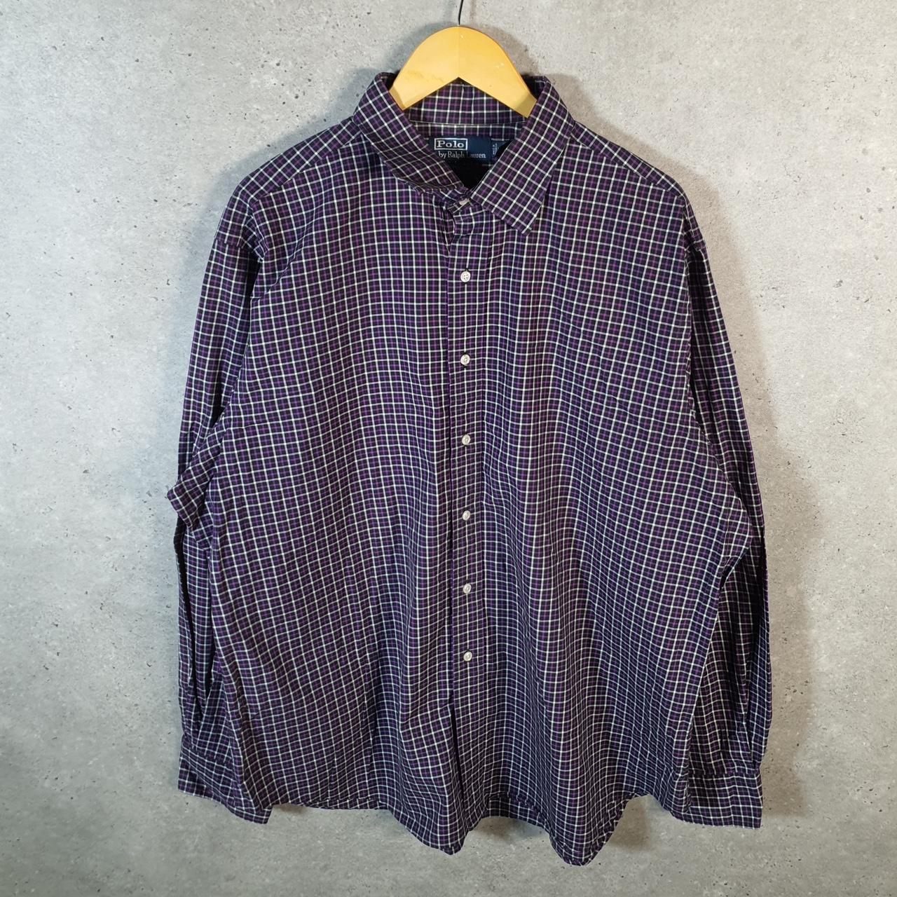 Vintage Ralph Lauren Button Down Shirt Men’s 2XL Purple Curham Classic Fit Cotton