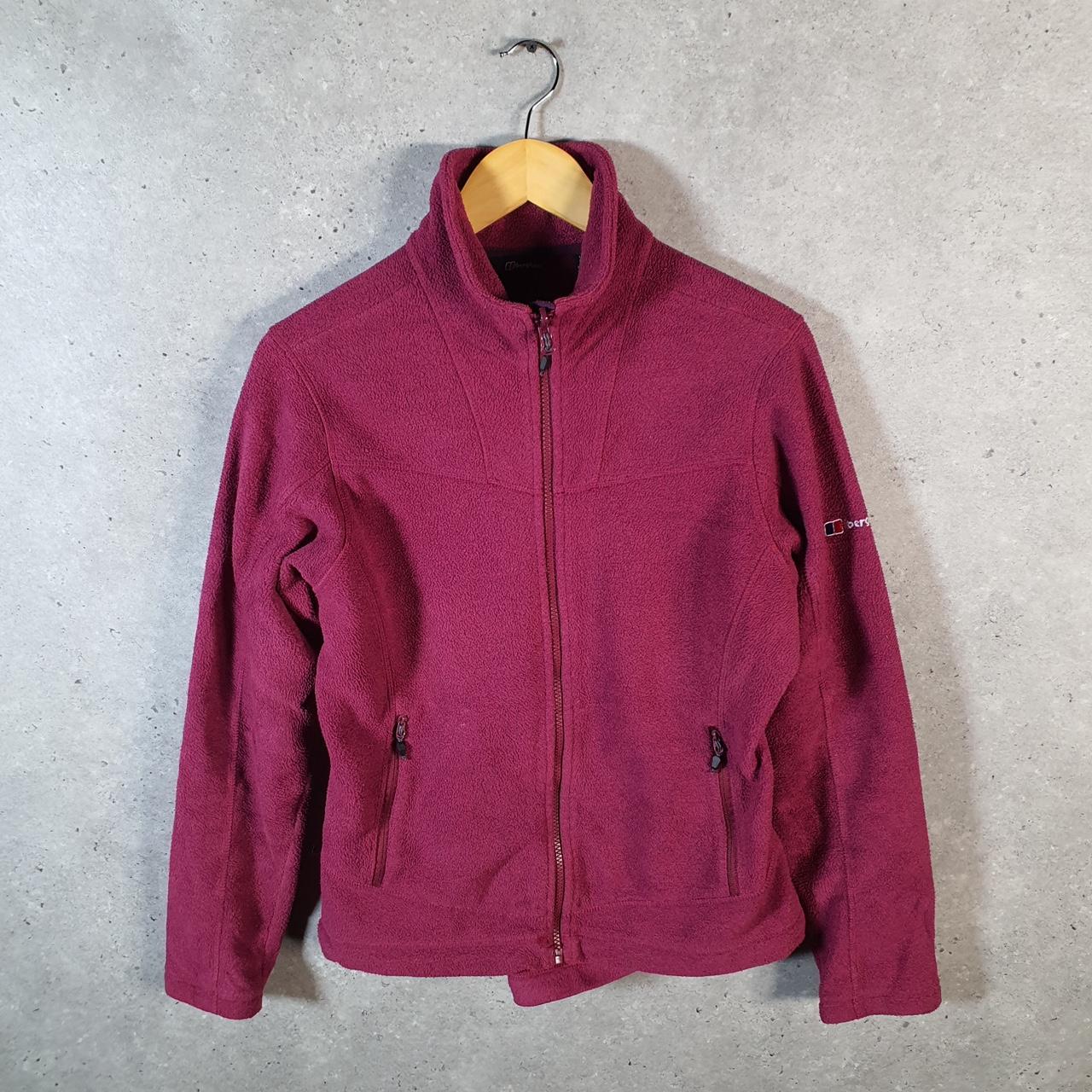 Vintage Berghaus Teddy Fleece Sweatshirt Womens UK12 Pink Full Zip Logo