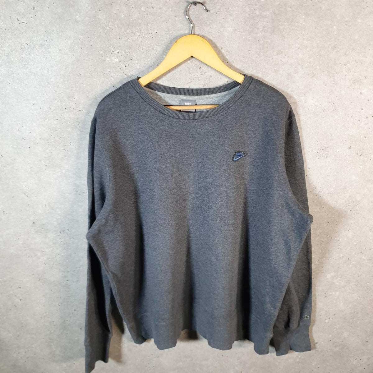Vintage Nike 90s Club Embroidered Sweatshirt Men’s XL Grey Swoosh Y2K Pullover