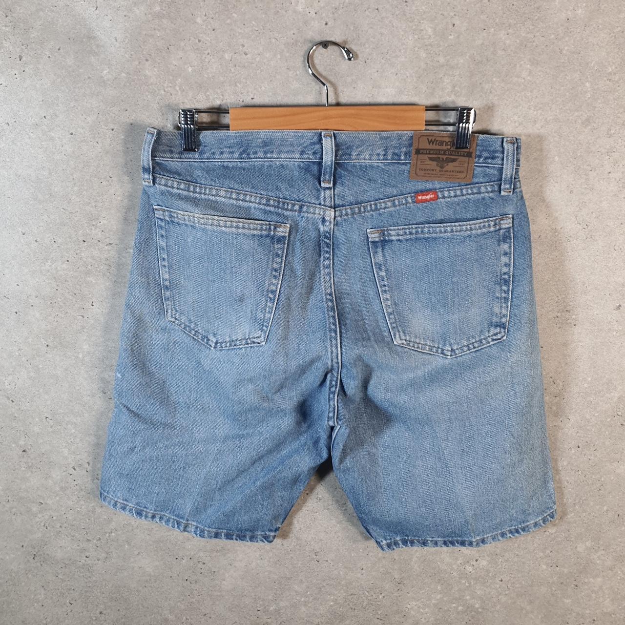 Vintage Wrangler Denim Shorts Jorts Cargo Men’s W33 Relaxed Blue Baggy Cotton