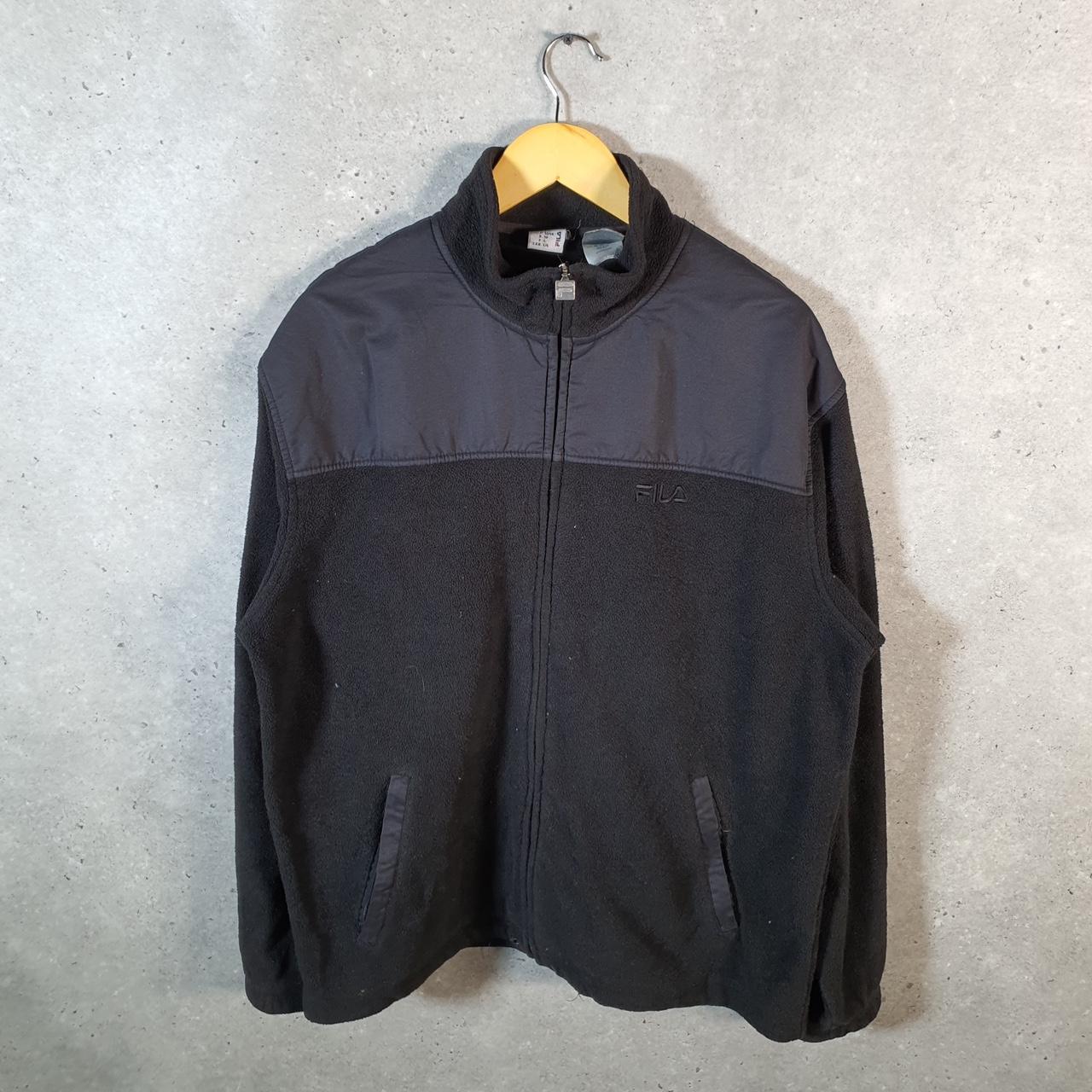 Vintage Fila Full Zip Fleece Sweatshirt Mens Large Black Embroidered Logo