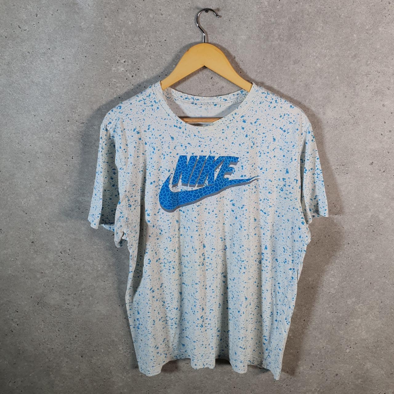 Vintage Nike Spellout Club T Shirt Men’s Large Blue Logo Swoosh Loose Fit Athletic