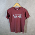 Vintage Vans Off the Wall Spellout T Shirt Men’s Small Burgundy Classic Fit Casual